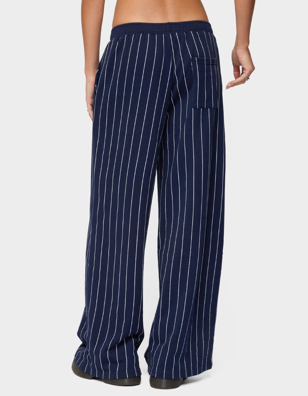 EDIKTED Mercer Pinstripe Wide Leg Sweatpants - NAVY