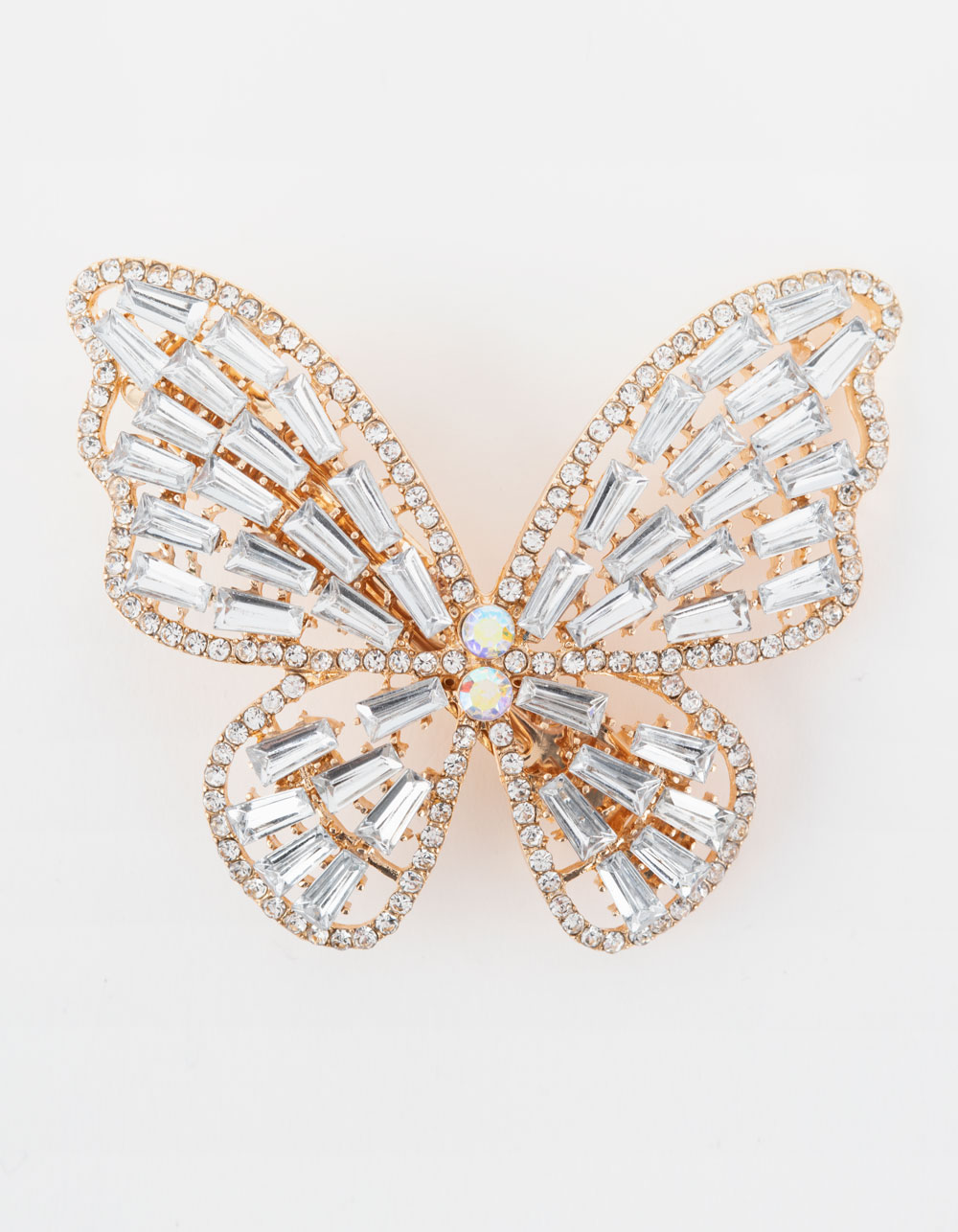 Full Tilt Rhinestone Butterfly Pin - Gold - One Size