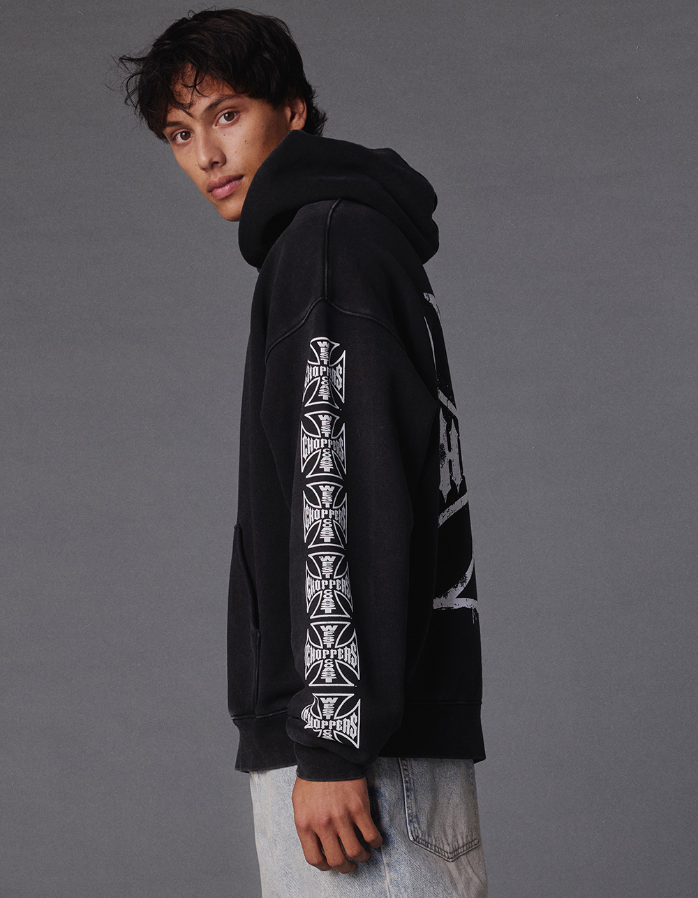 WEST COAST CHOPPERS Core Logo Mens Hoodie - WASHED BLACK
