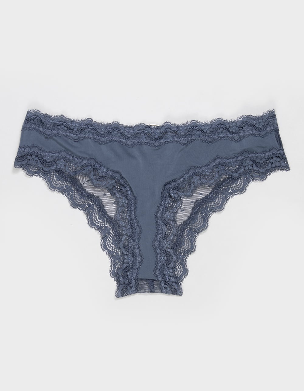 FULL TILT Polka Dot Mesh Back Lace Trim Thong