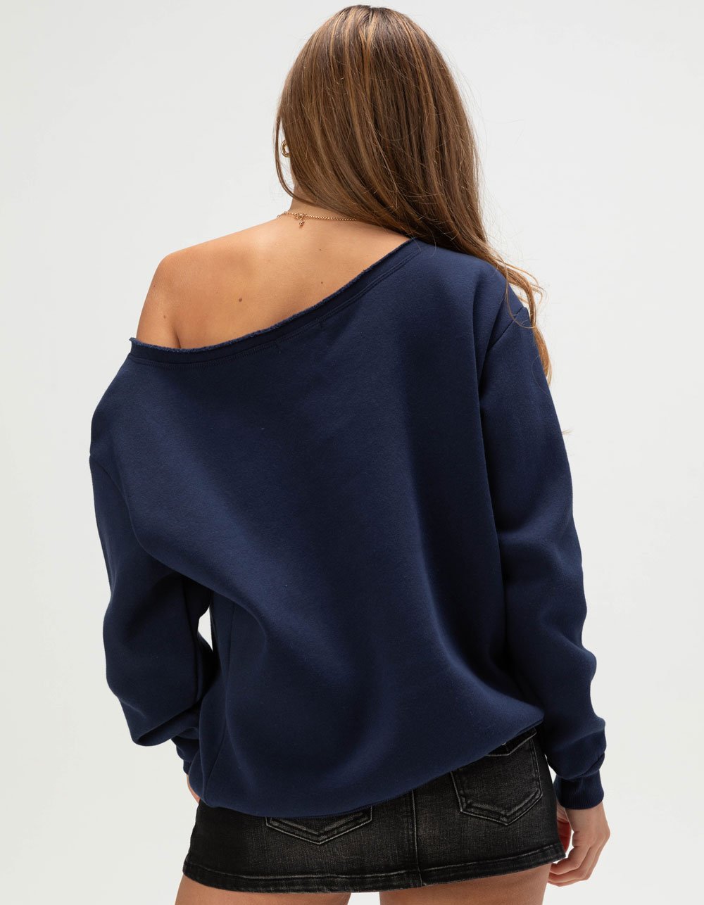 RSQ Womens Star Off The Shoulder Sweatshirt - NAVY