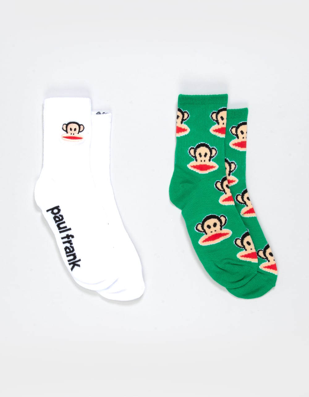 PAUL FRANK 2 Pack Womens Ribbed Crew Socks - GREEN