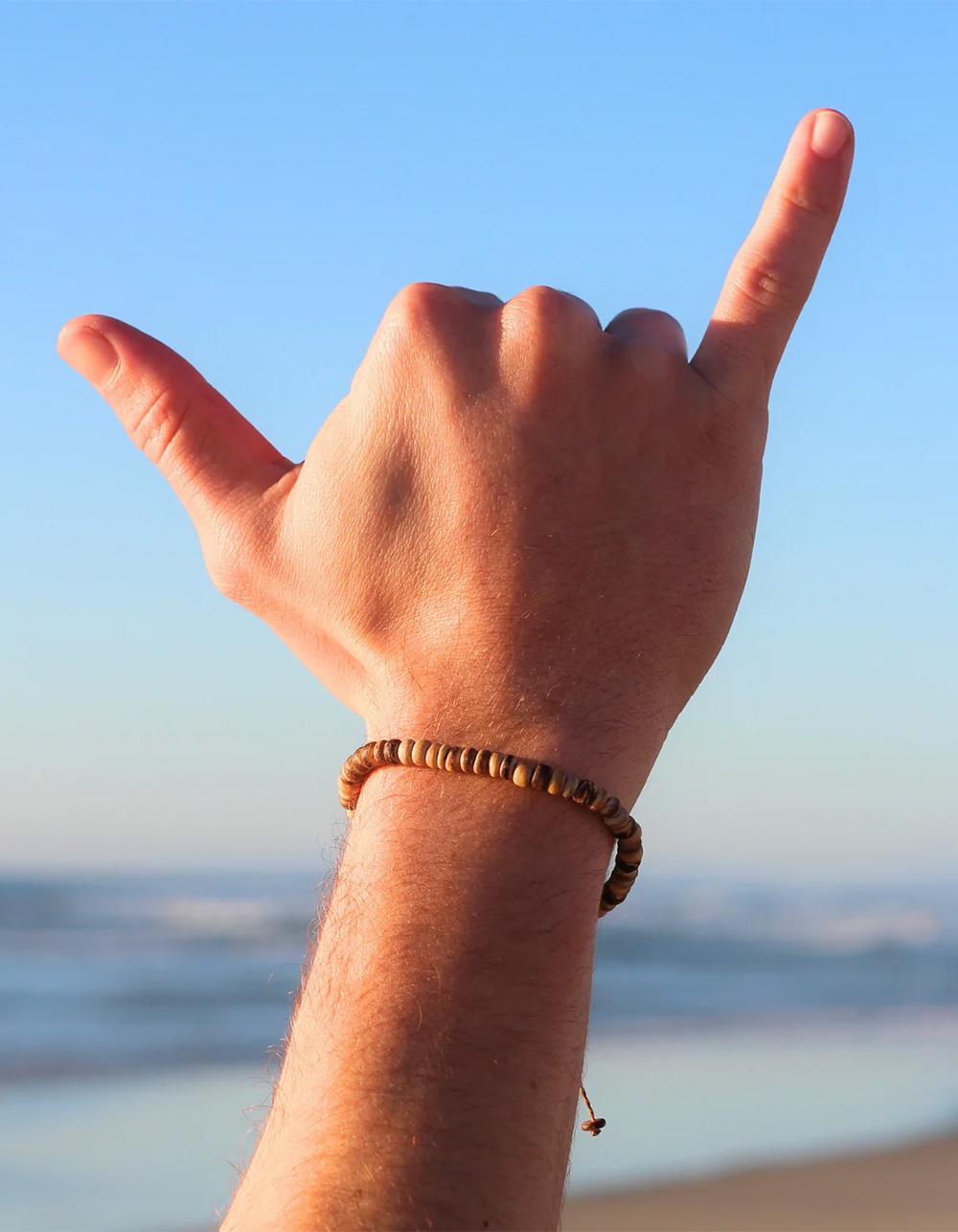 MAUKA Wood Beaded Bracelet - BROWN