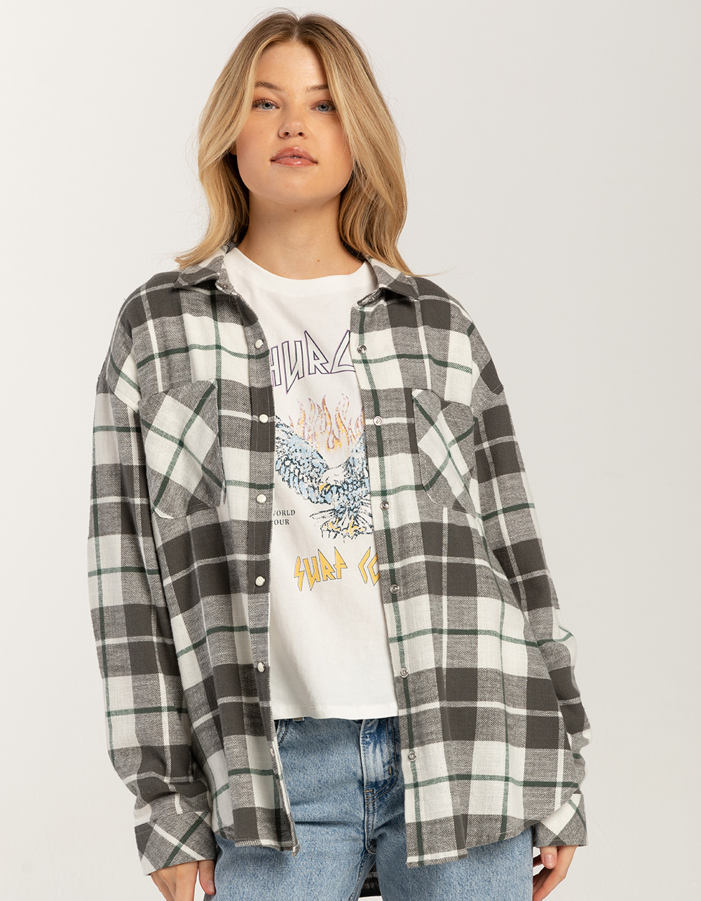 RSQ Womens Basic Flannel - Cream Combo | Tillys