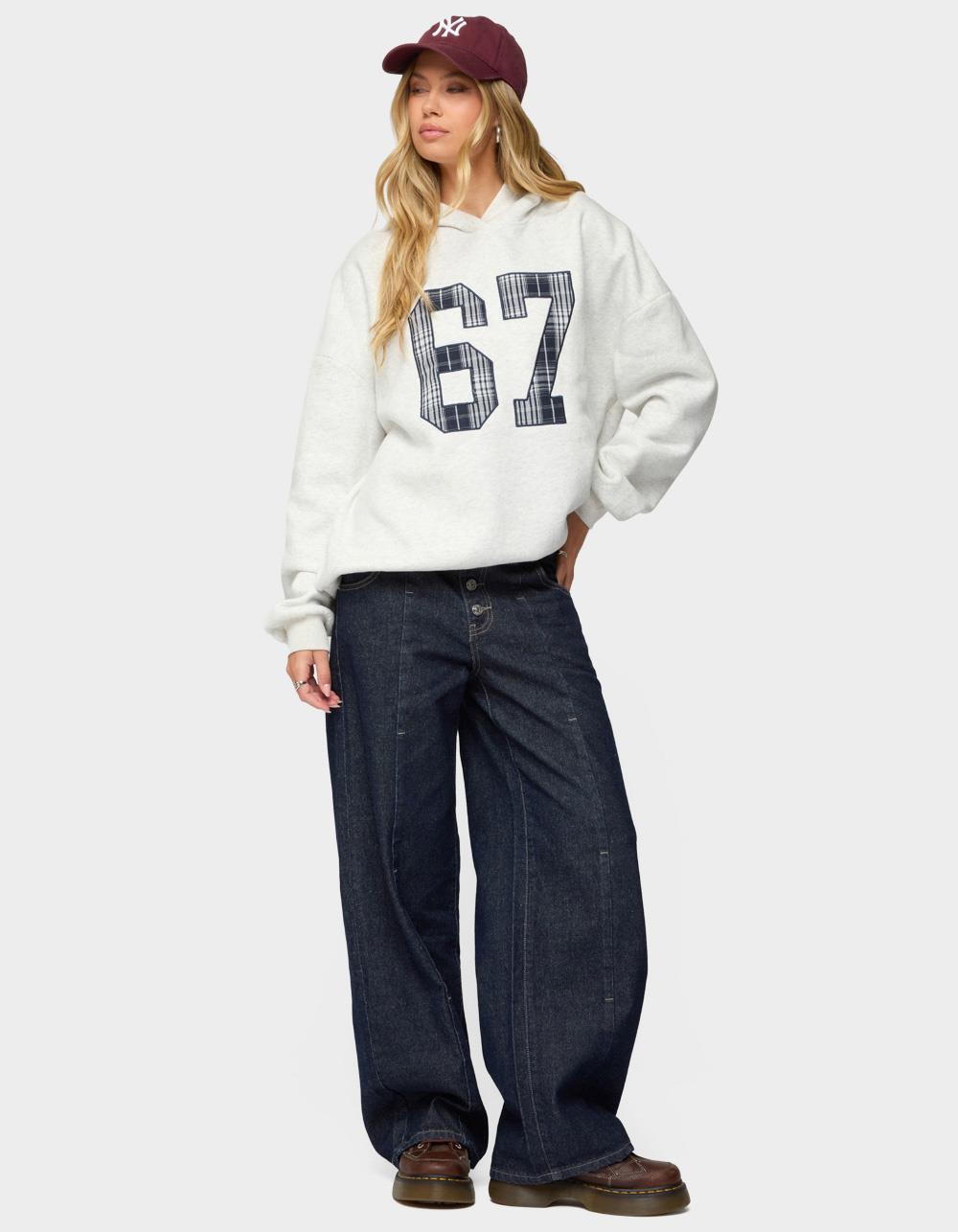 EDIKTED Gali Plaid 67 Oversized Hoodie - GRAY