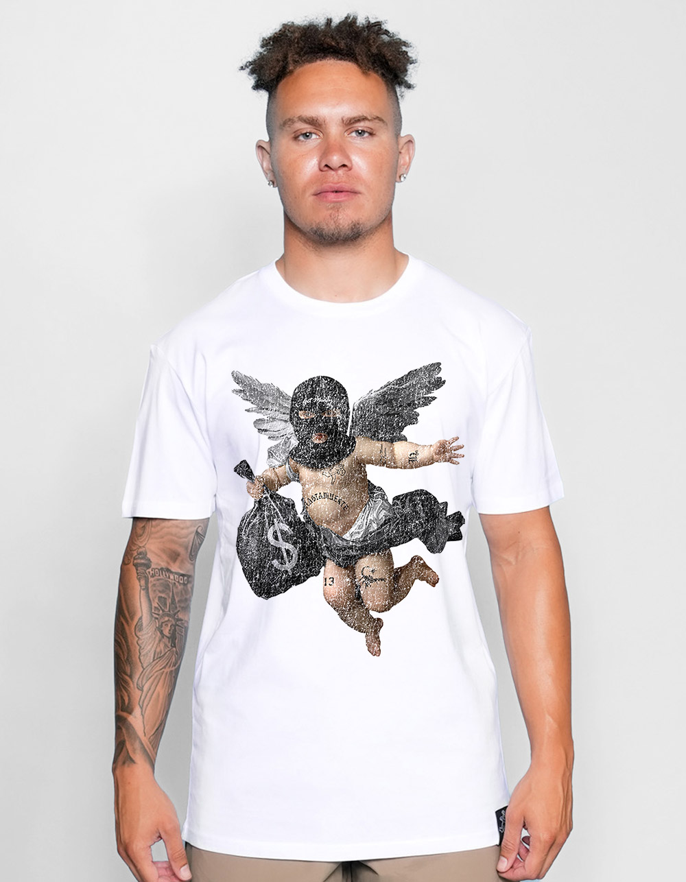 HASTAMUERTE MB Angel Tattoo Mens Tee - WHITE