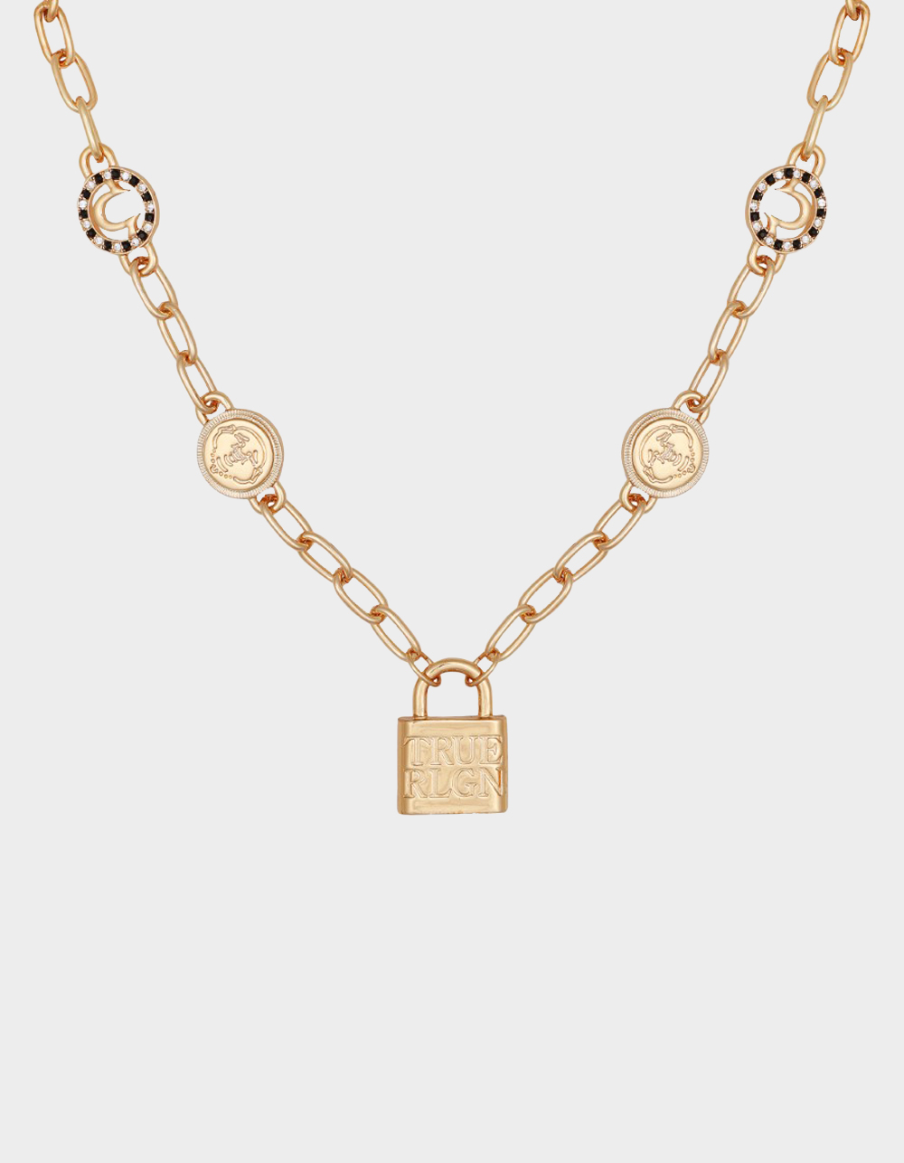 TRUE RELIGION Padlock Charm Necklace - GOLD