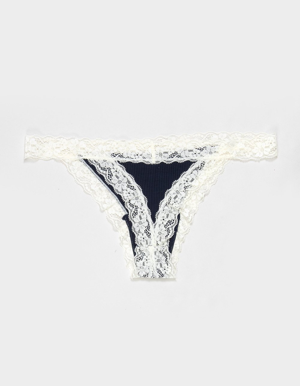 FULL TILT Rib Lace Trim Thong