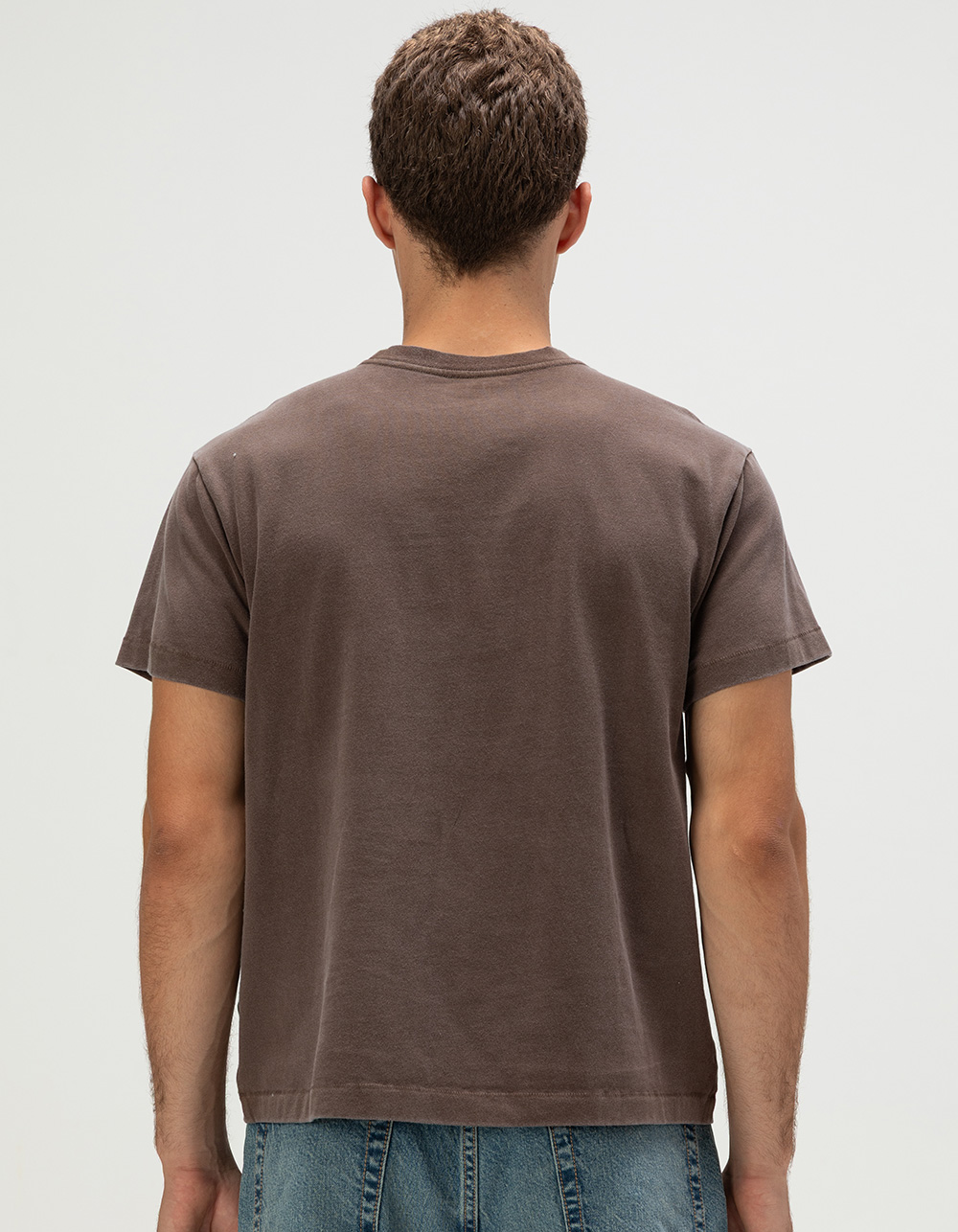 RSQ Mens Washed Shrunken Tee - DARK BROWN
