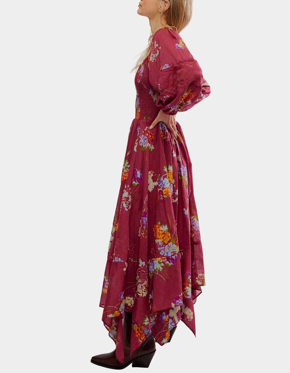 FREE PEOPLE Morning Glory Womens Maxi Dress - BURGUNDY