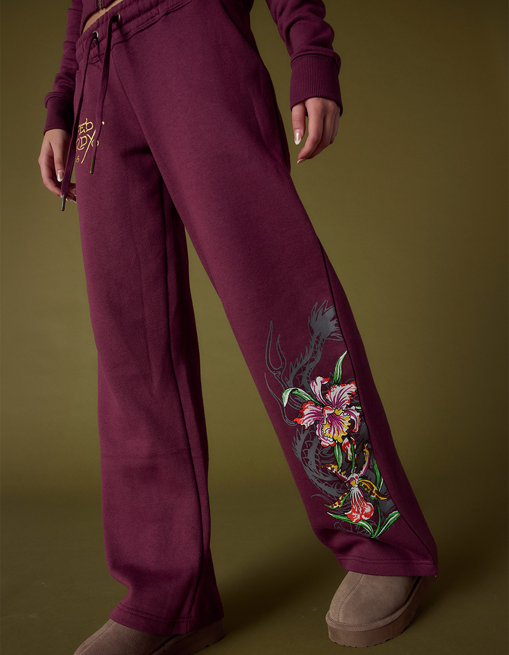 ED HARDY Tigers Womens Sweatpants - FIG