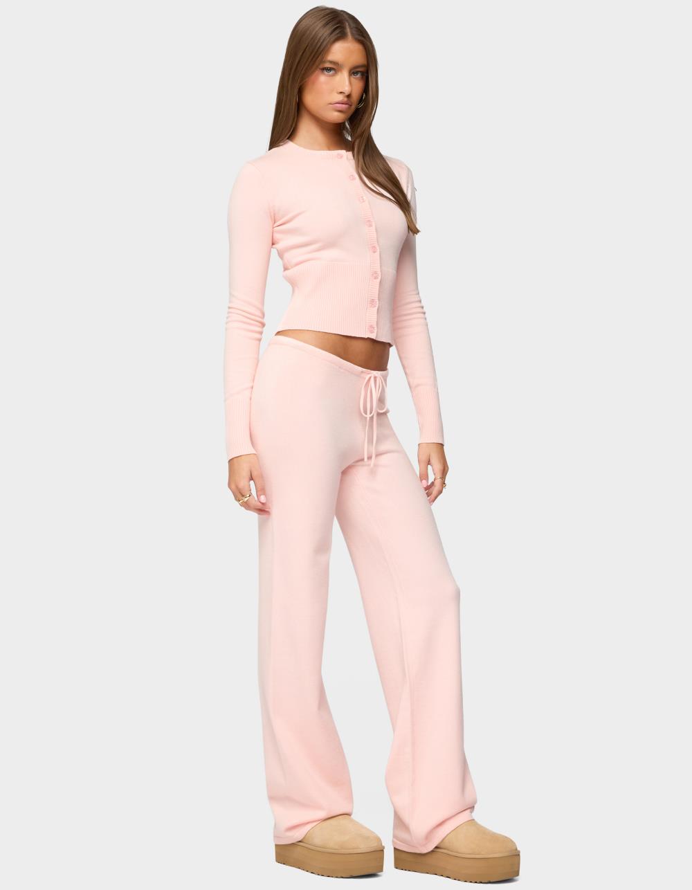 EDIKTED Montanna Knit Pants - LIGHT PINK