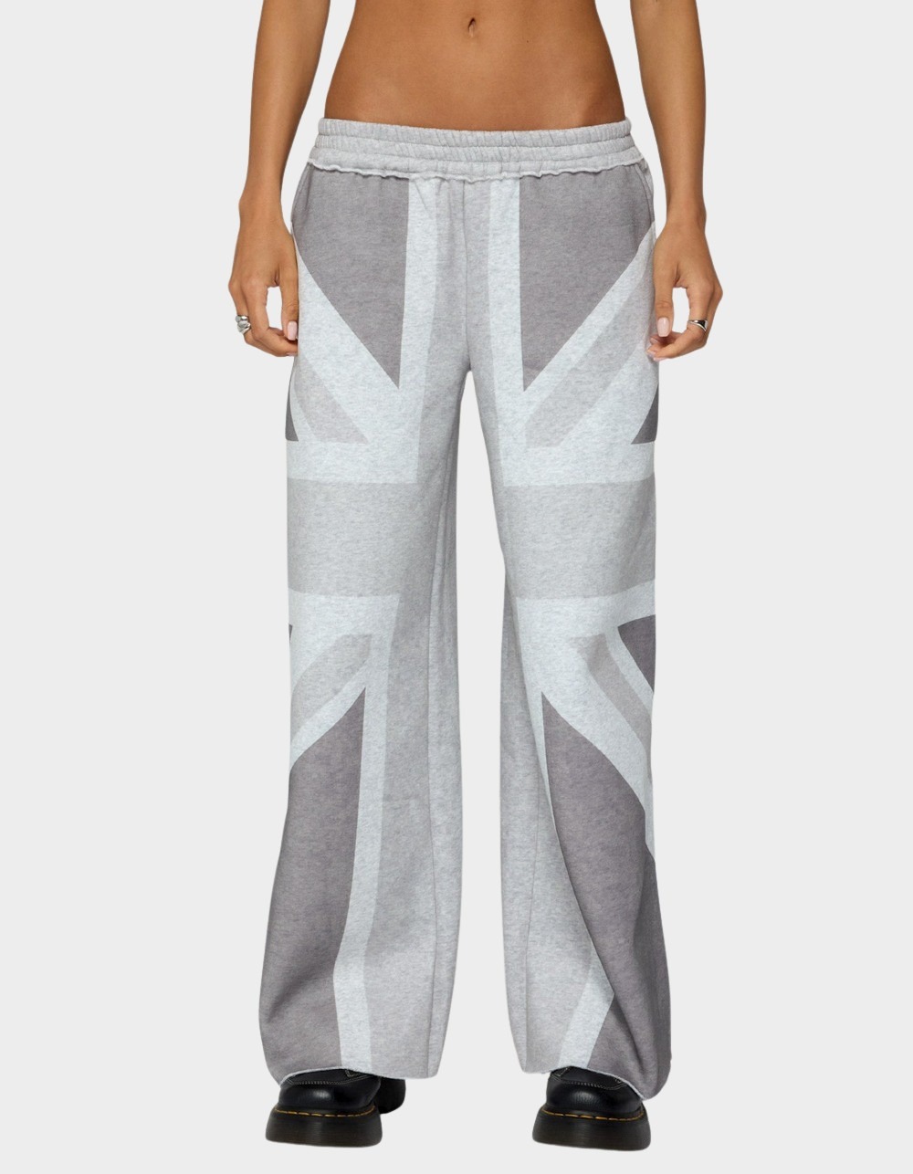 EDIKTED London Rush Wide Leg Sweatpants - GRAY