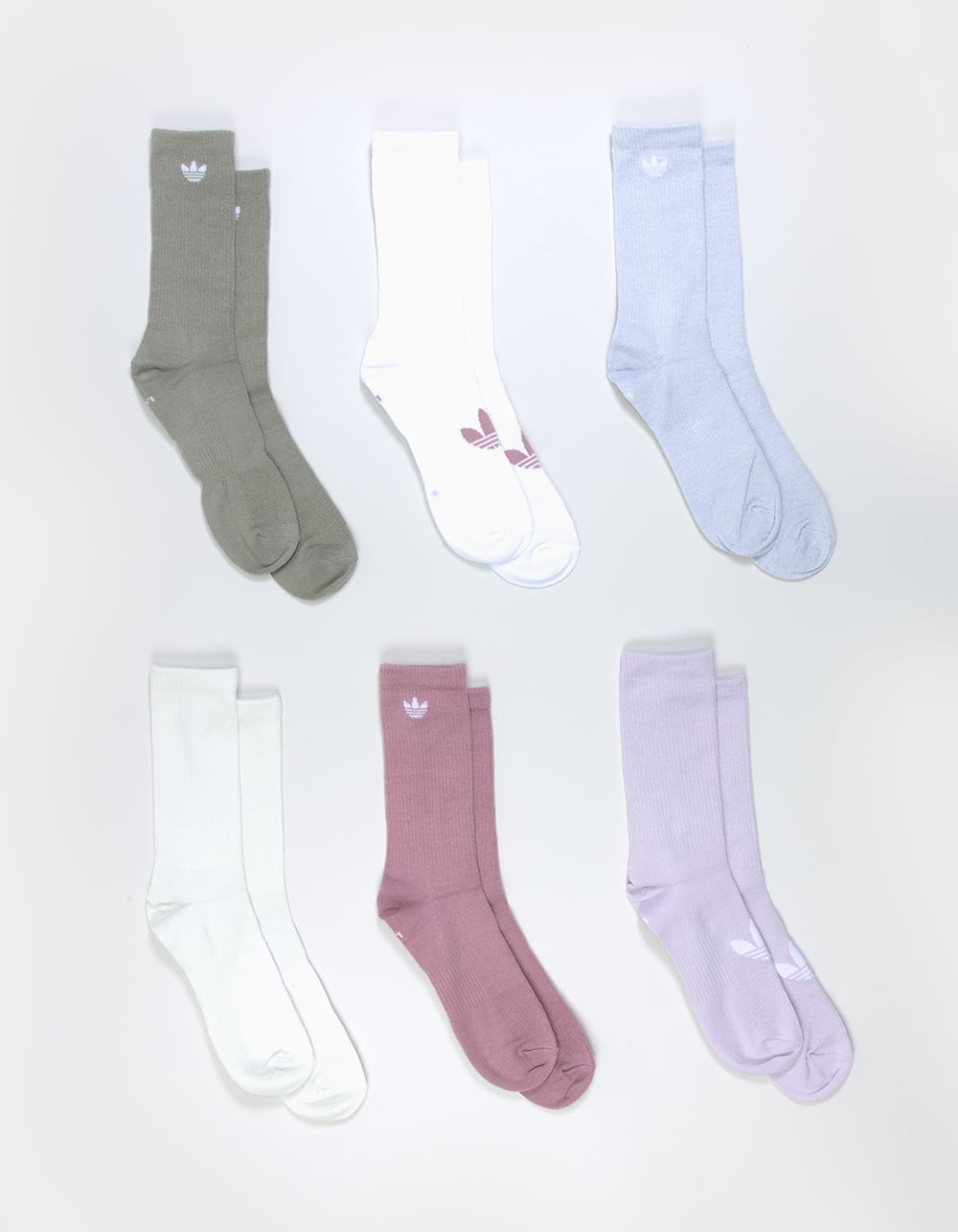 ADIDAS Originals 6 Pack Mens Crew Socks - PINK COMBO