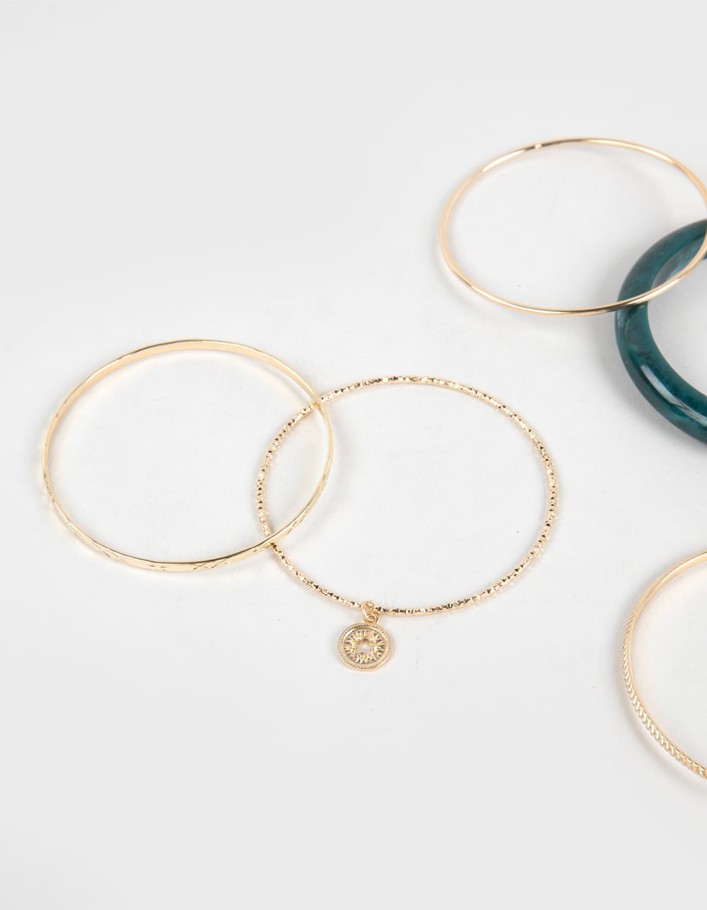 FULL TILT Acrylic And Metal Bangle Bracelet Set - GOLD