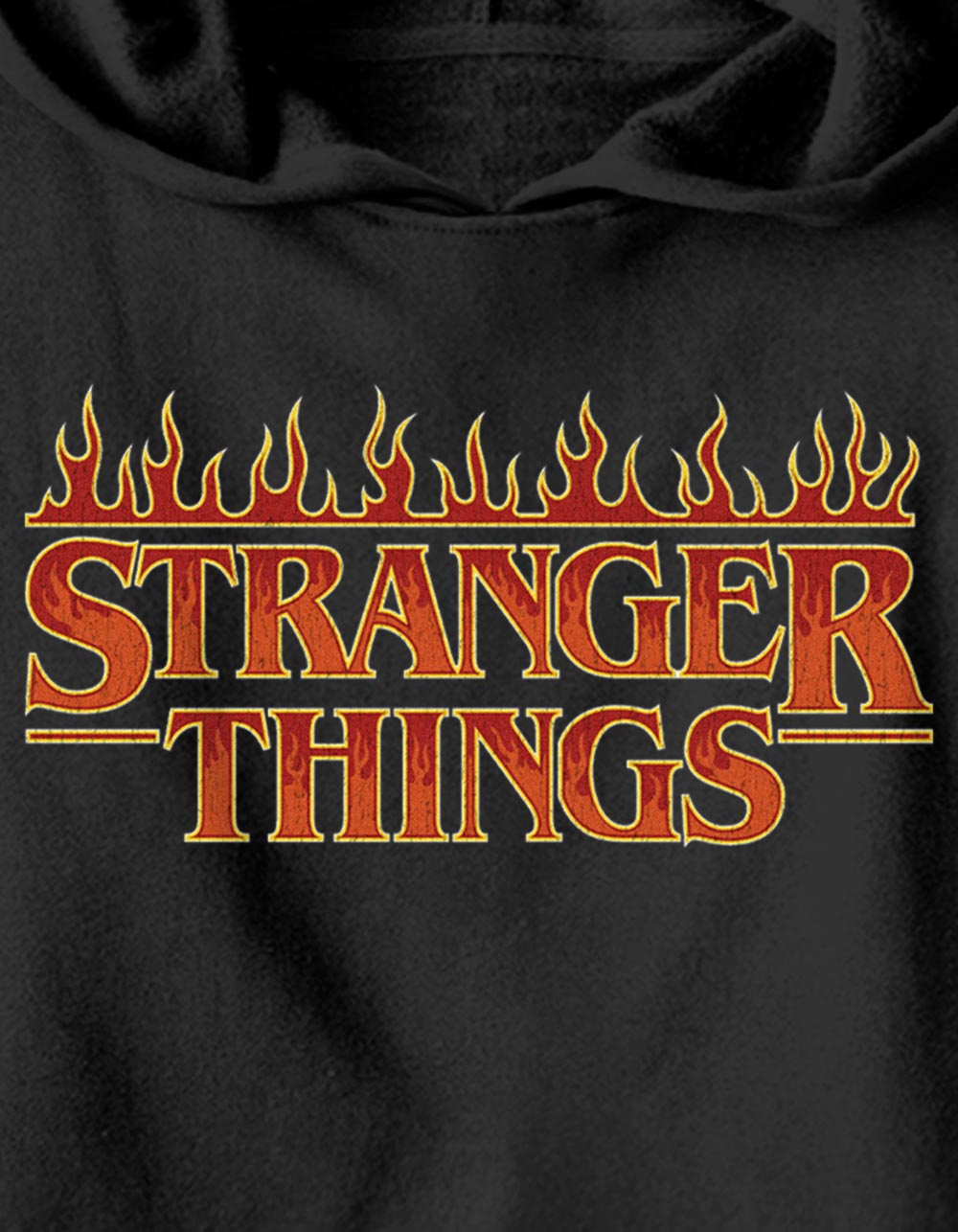 STRANGER THINGS Fire Logo Unisex Kids Hoodie - BLACK