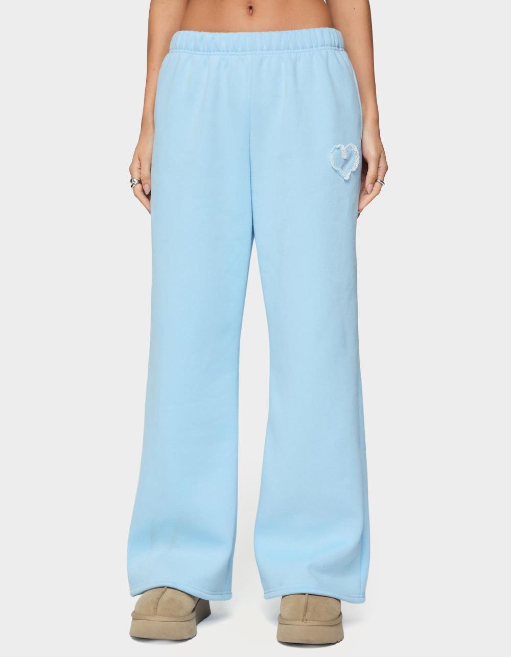 Edikted Love Wide Leg Sweatpants - LIGHT BLUE