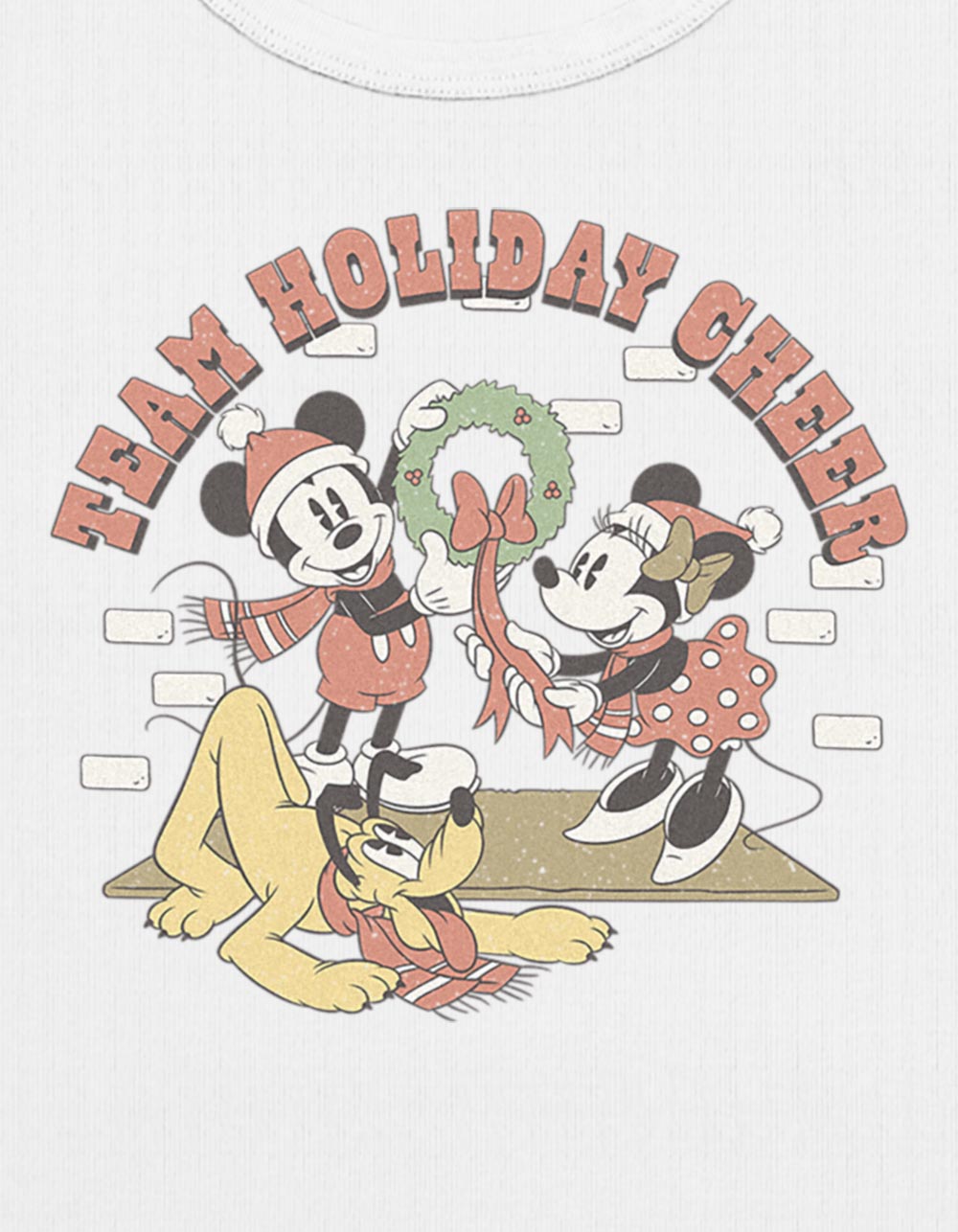DISNEY Team Holiday Cheer Womens Baby Tee - CREAM