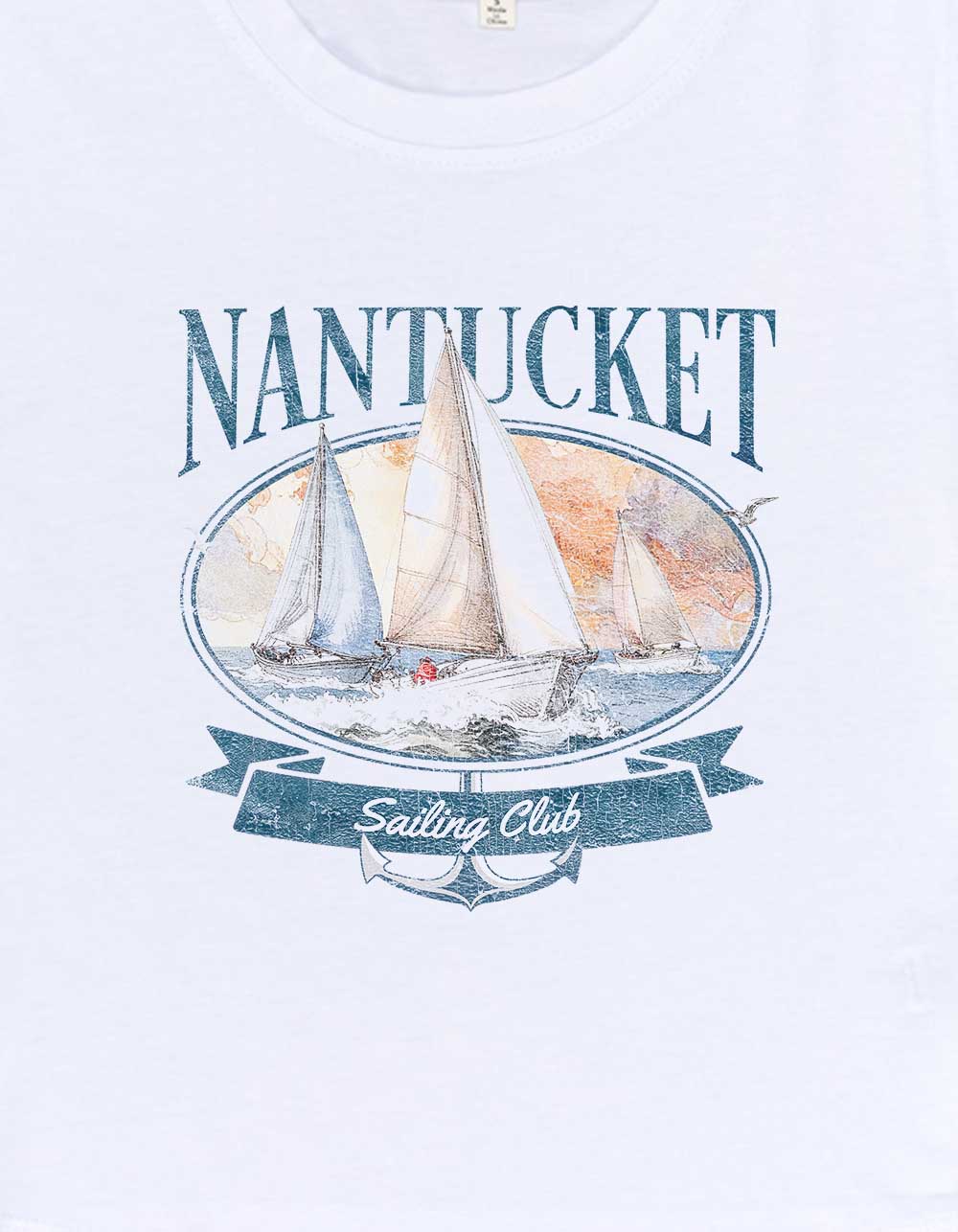 NANTUCKET Sailing Club Womens Baby Tee - WHITE