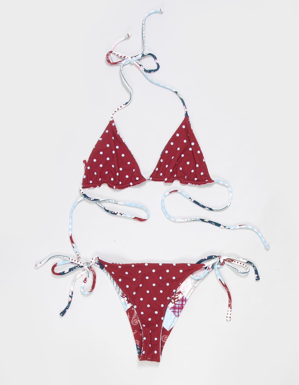 FULL TILT Textured Reversible Triangle Bikini Top - MULTI