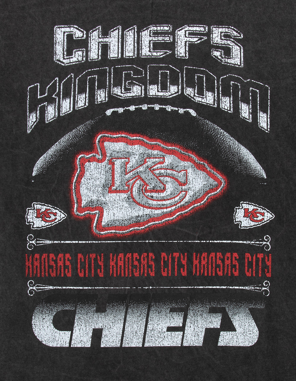 THE WILD COLLECTIVE Kansas City Chiefs Kingdom Mens WASHED Boxy Tee - BLACK