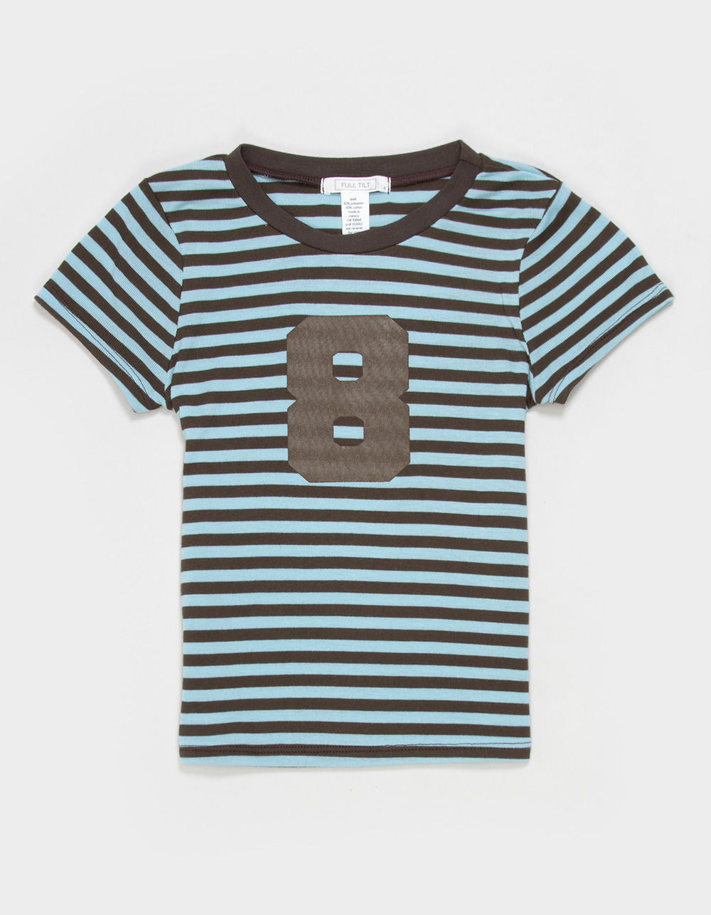 FULL TILT 8 Stripe Girls Ringer Tee - BROWN COMBO