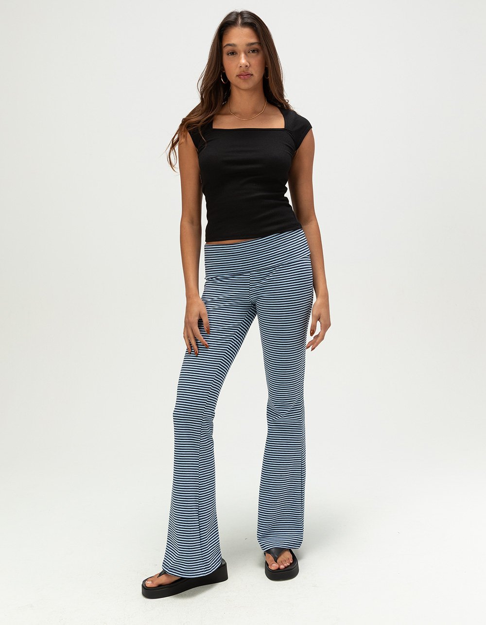 HEART & HIPS Womens Square Neck Cap Sleeve Top