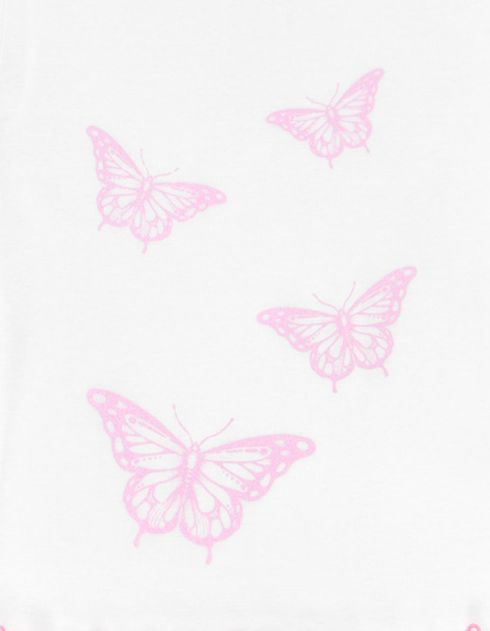 FULL TILT Butterfly Girls Lettuce Edge Tee - WHITE