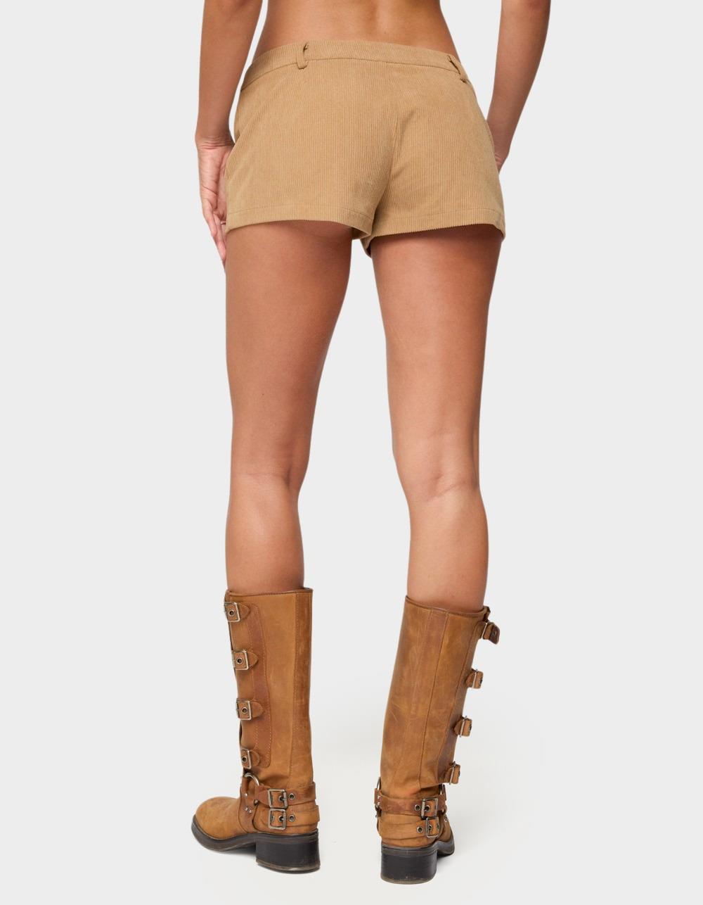 EDIKTED Kyler Corduroy Micro Shorts - BEIGE