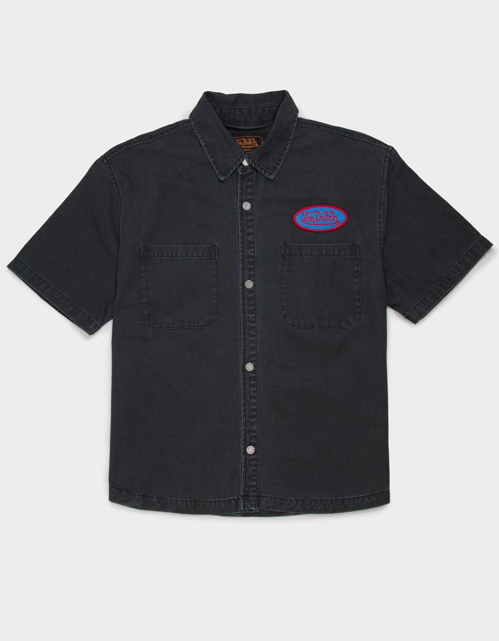 VON DUTCH Hell Mens Button Up Shirt - WASHED BLACK