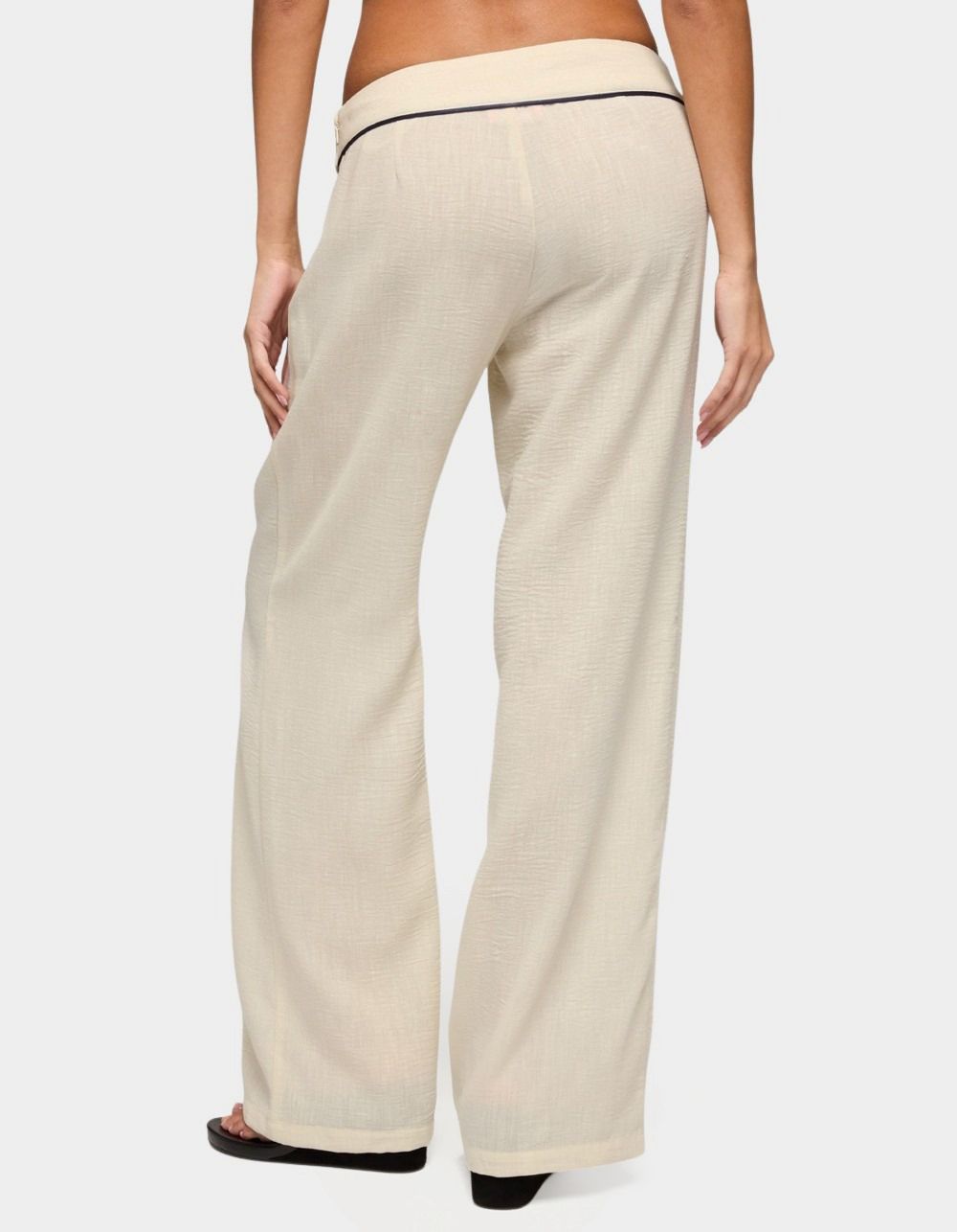 EDIKTED Dorine Contrast Woven Pants - BEIGE