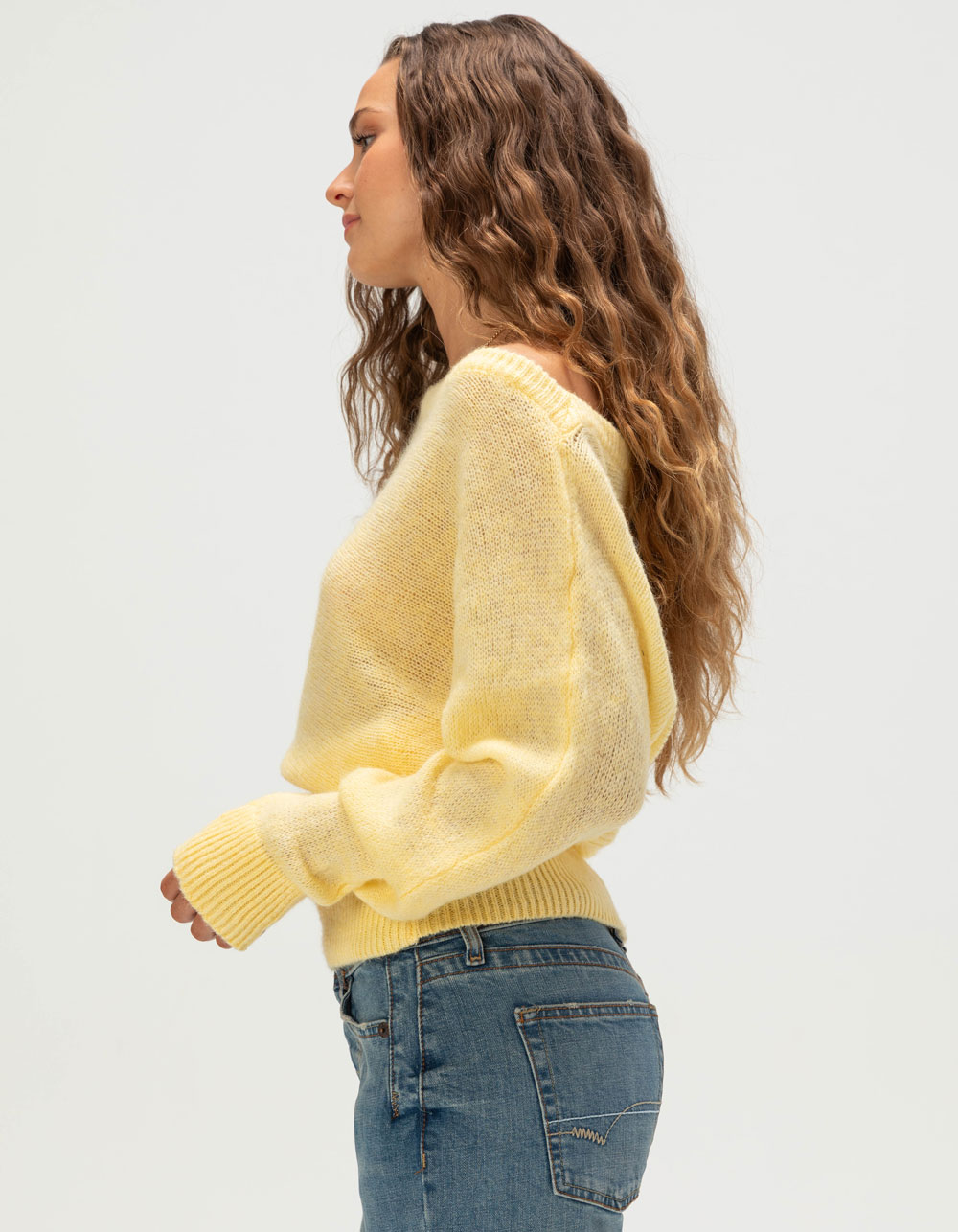 BDG Urban Outfitters Womens Off The Shoulder Sweater - YELLOW