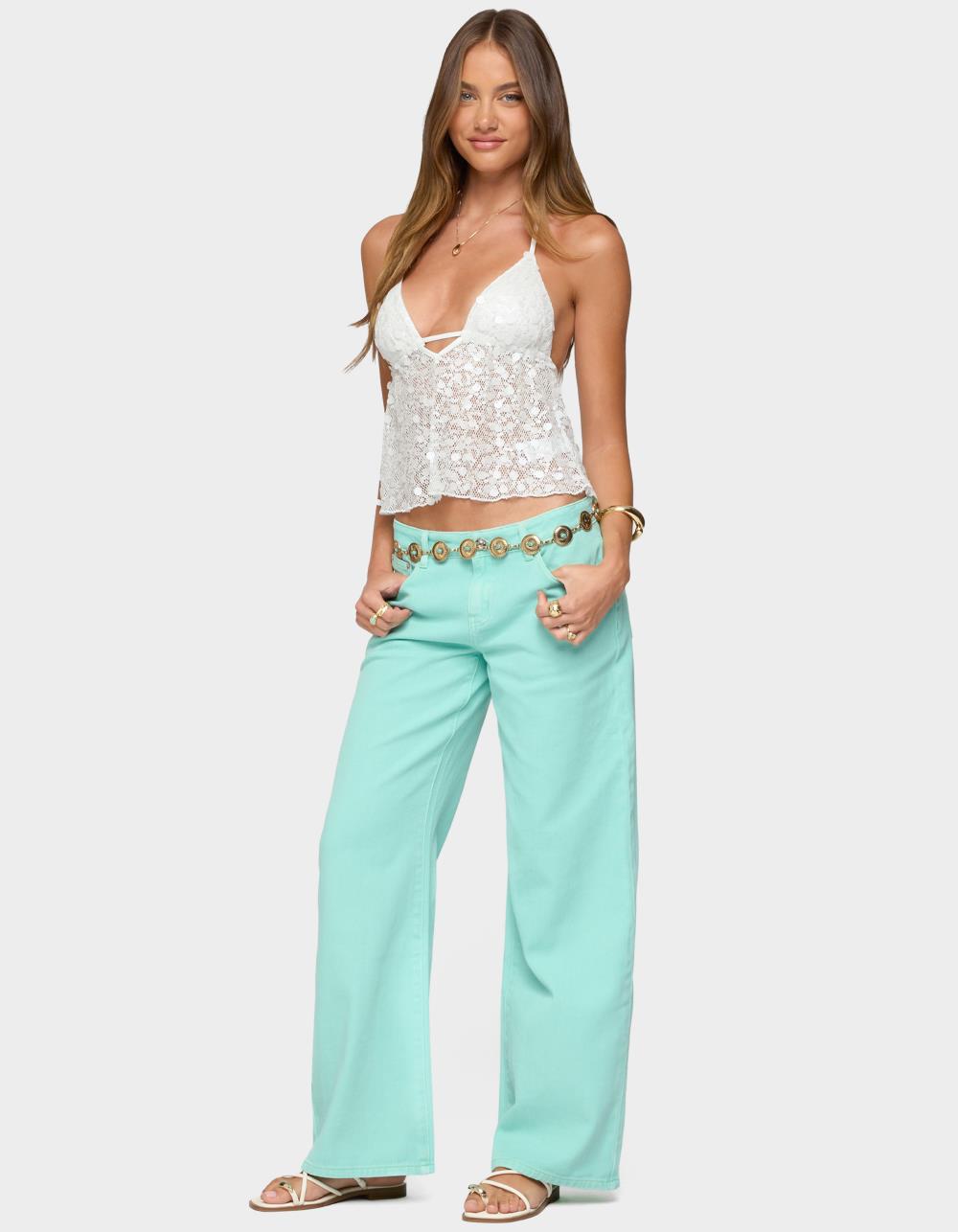 EDIKTED Roman Low Rise Slouchy Jeans - LIGHT BLUE