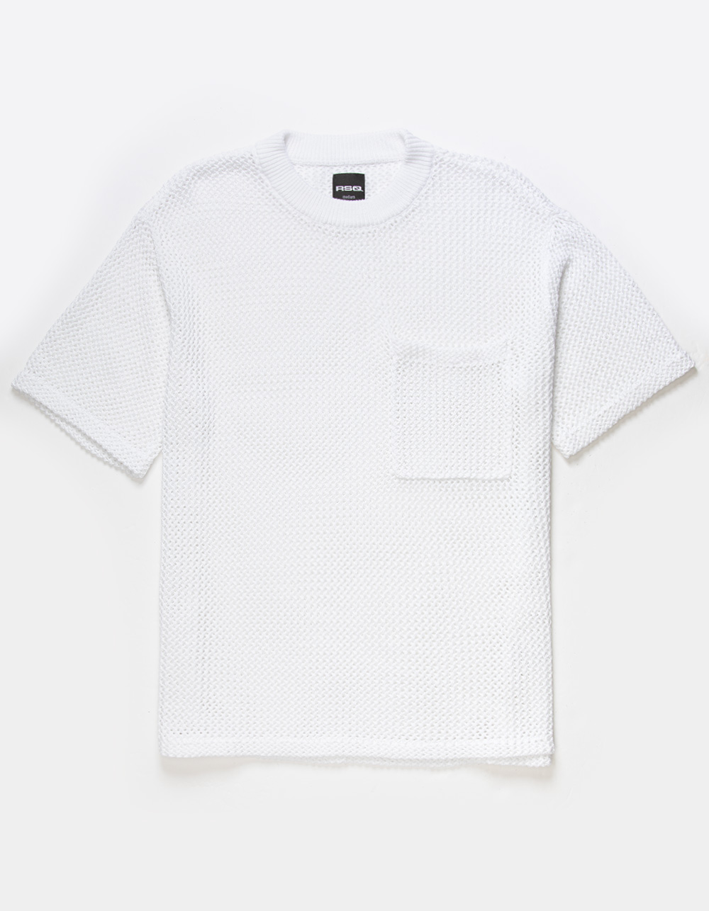 RSQ Mens Crochet Pocket Tee - WHITE