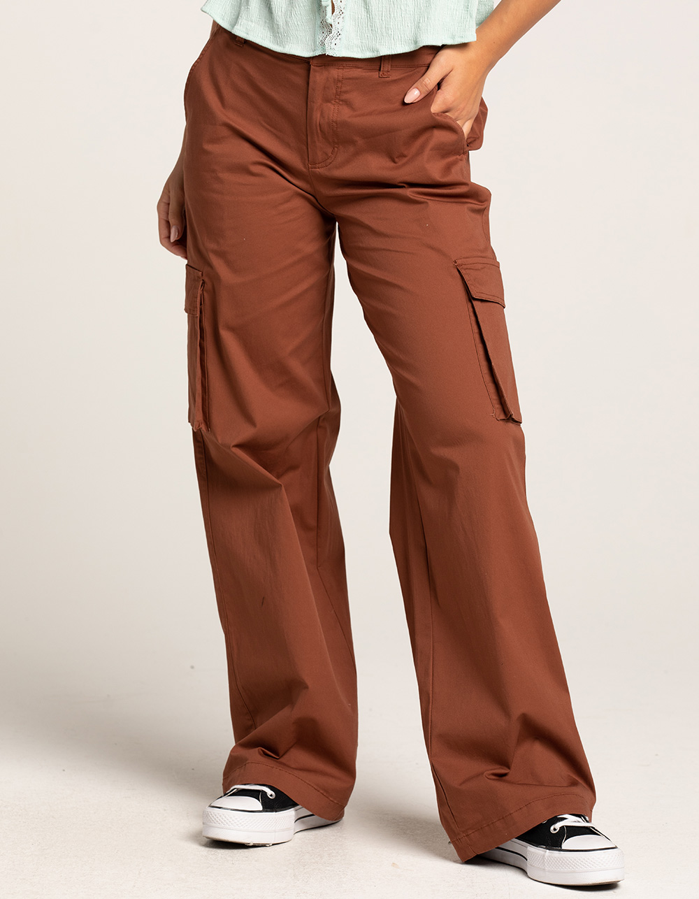 RSQ Womens Cargo Smock Waist Tie Jogger Pants - BROWN | Tillys