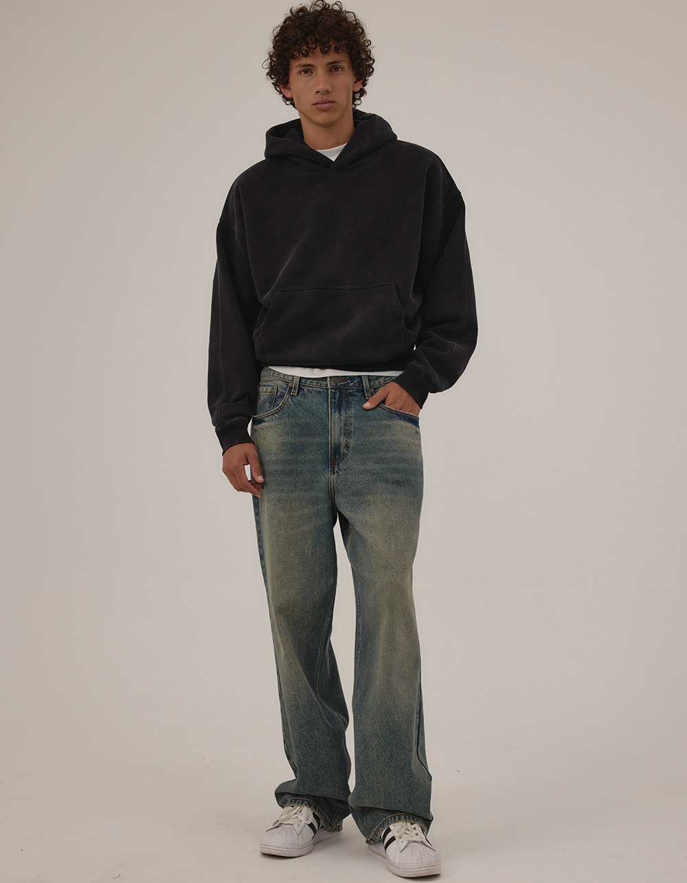 RSQ Mens Cropped Hoodie - BLACK