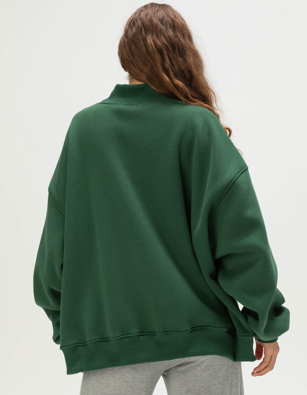 HAPPY CAMP3R Puff Series Womens Mock Neck Sweatshirt - GREEN