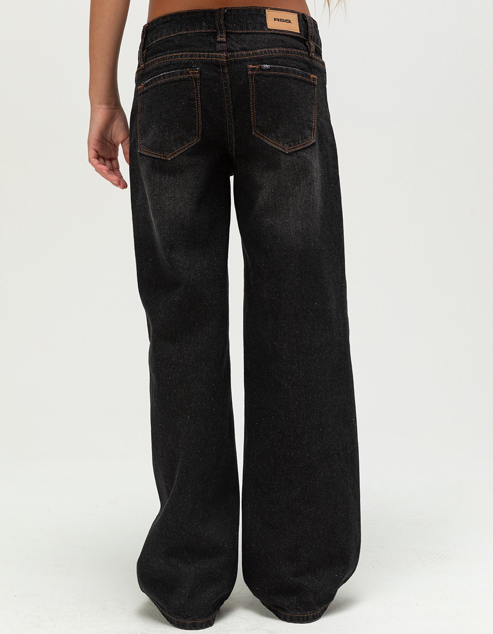 RSQ Girls Low Rise Wide Leg Jeans - WASHED BLACK