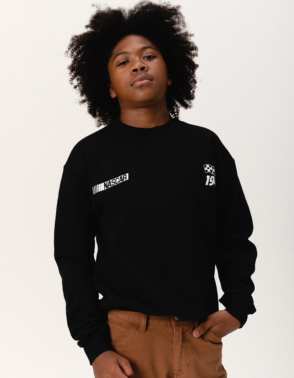 TILLYS x NASCAR Track Boys Crewneck Sweatshirt - BLACK