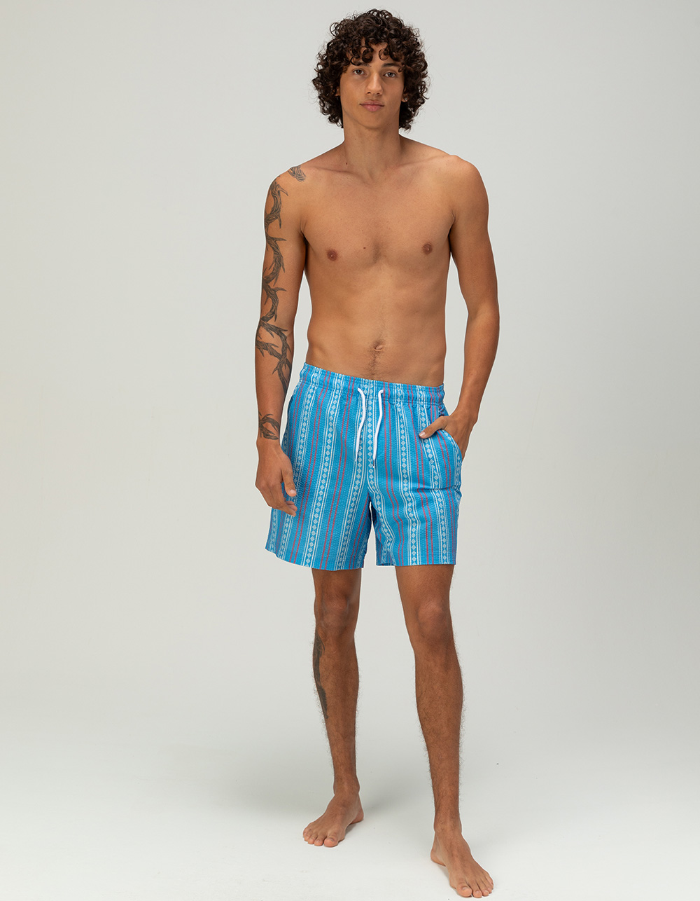 RSQ Mens Seersucker 6.5" Swim Trunks
