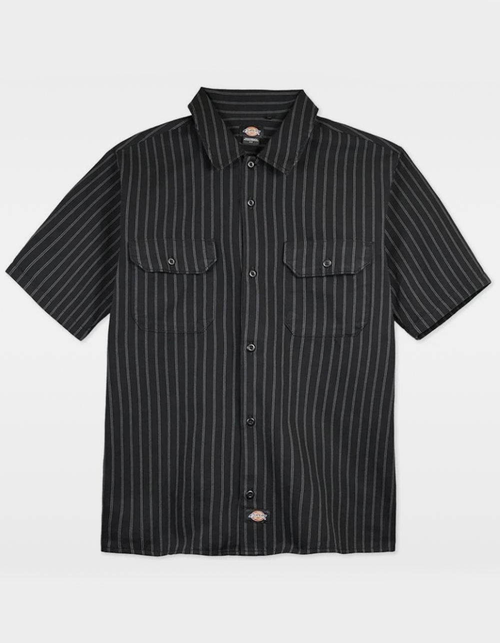 DICKIES Worn Mens Button Up Shirt - BLACK