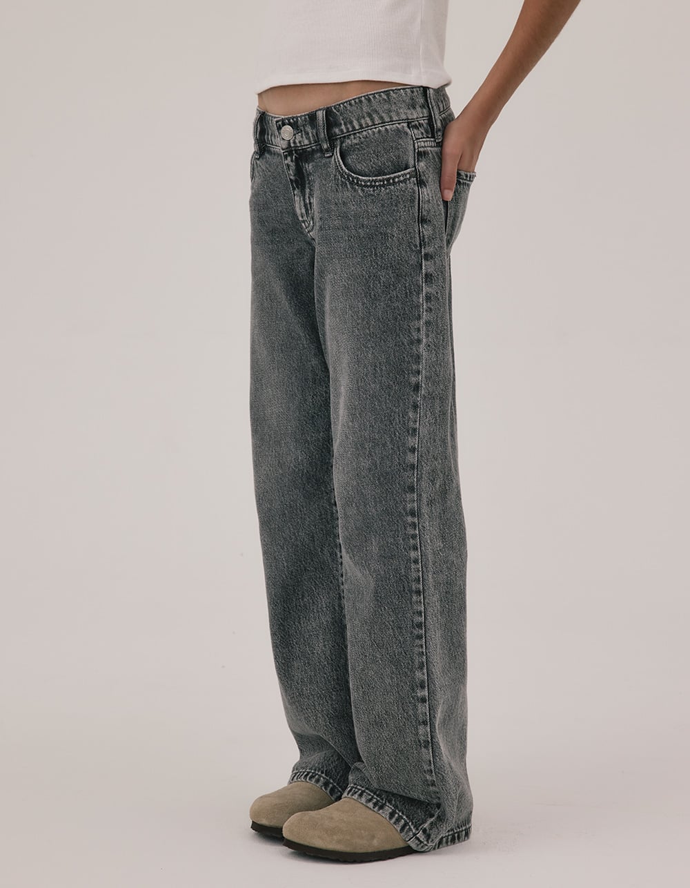 RSQ Low Rise Wide Leg Girls Jeans - GRAY
