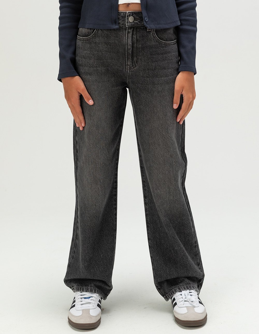 RSQ Girls High Rise Wide Leg Jeans - DARK GRAY