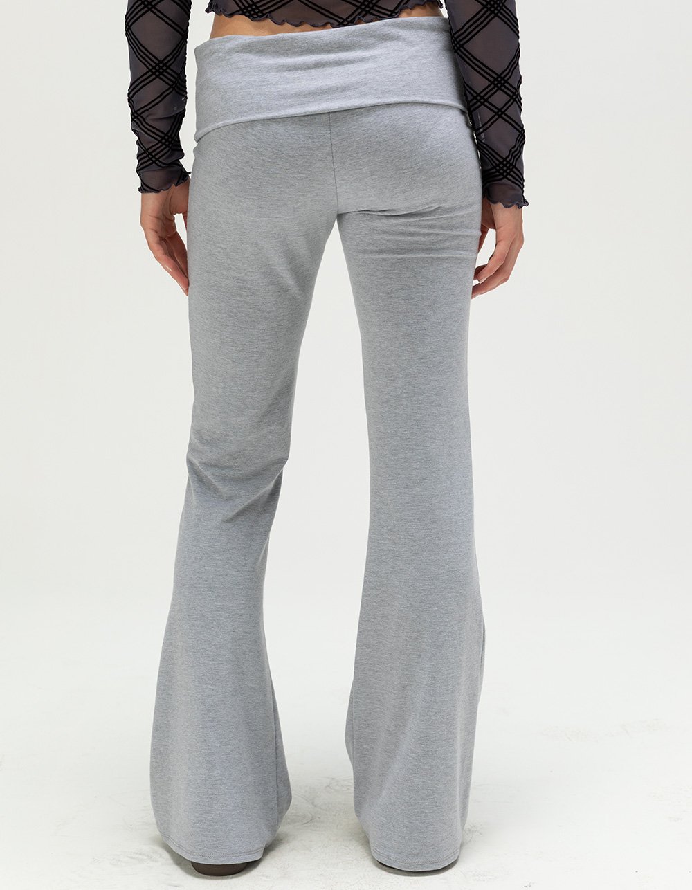 TILLYS Fold Over Flared Womens Pants - HEATHER GRAY