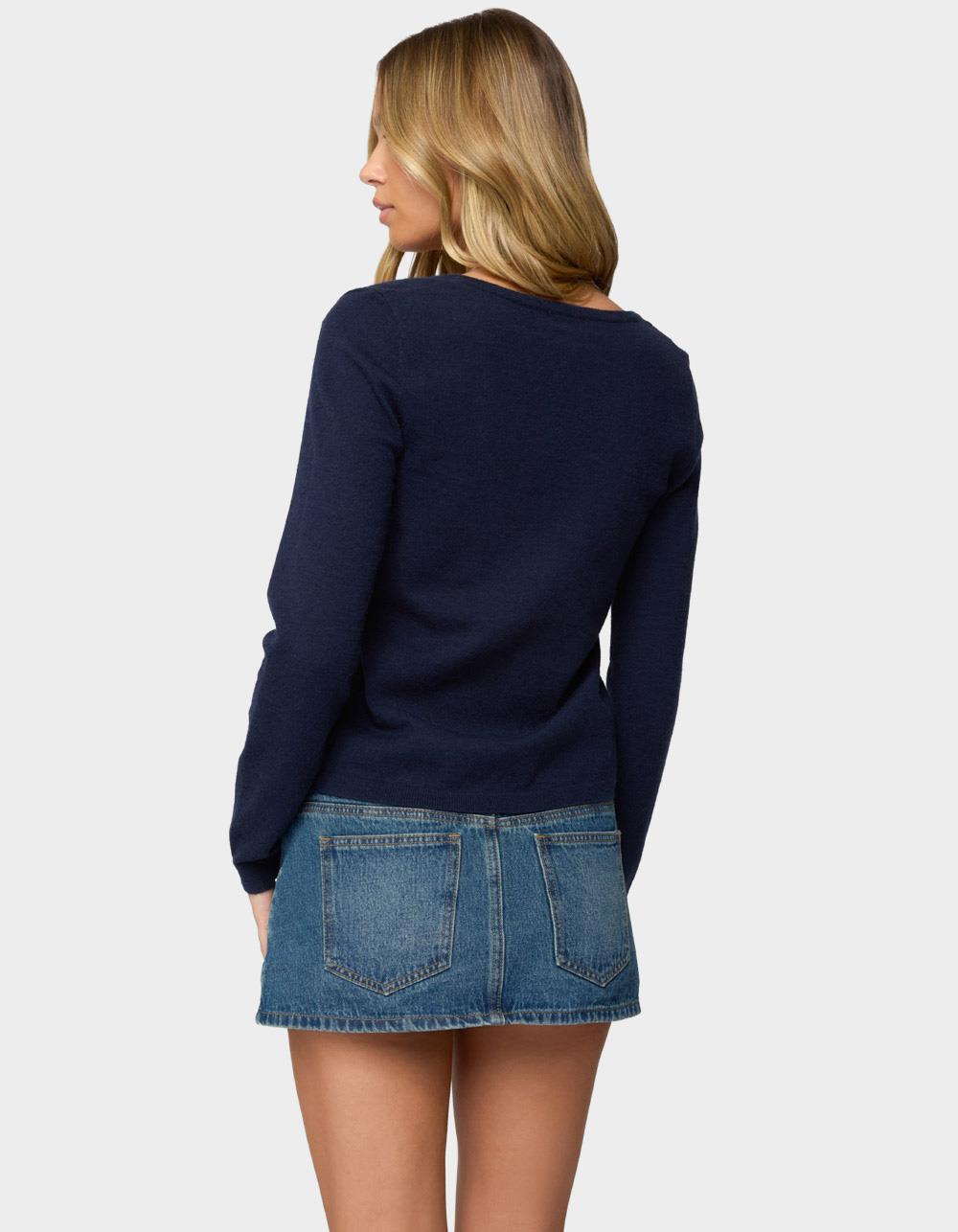 EDIKTED Demi Tie Front Knit Cardigan - NAVY