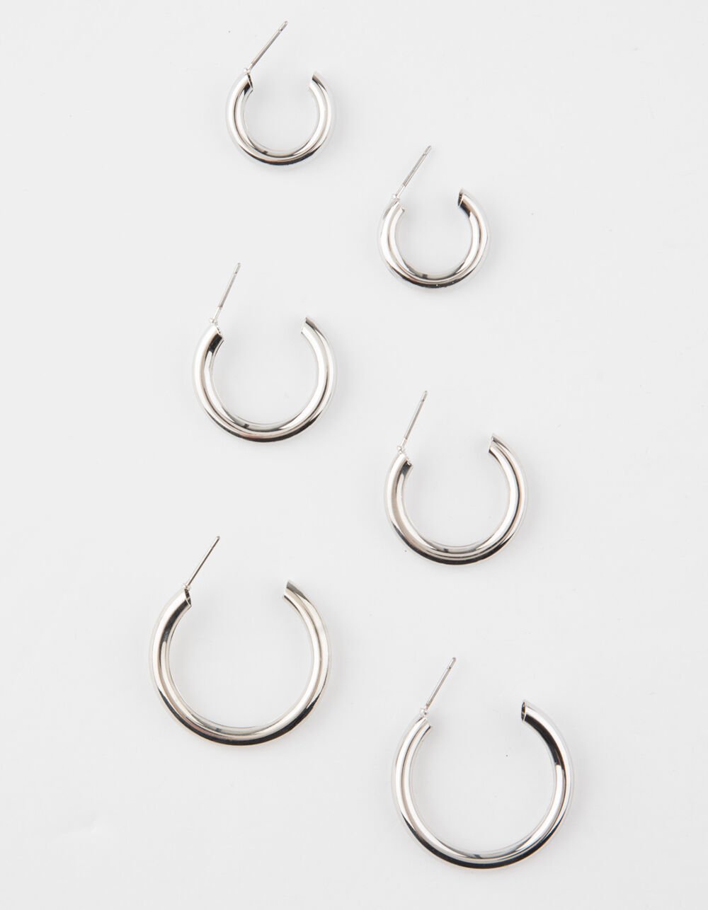 FULL TILT 3 Pack Chunky Hoop Earrings - SILVER