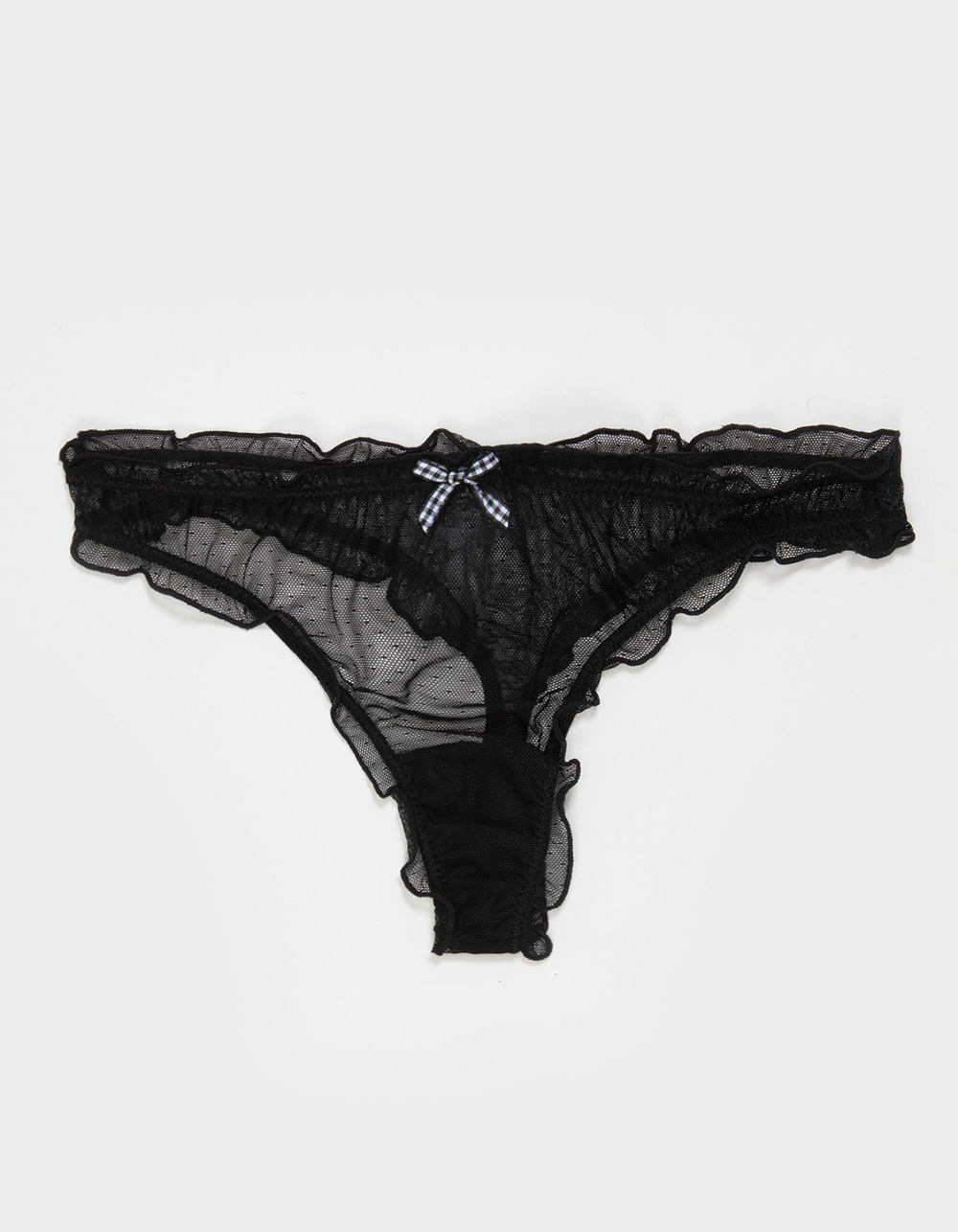 FULL TILT Mesh Dot Gingham Bow Thong