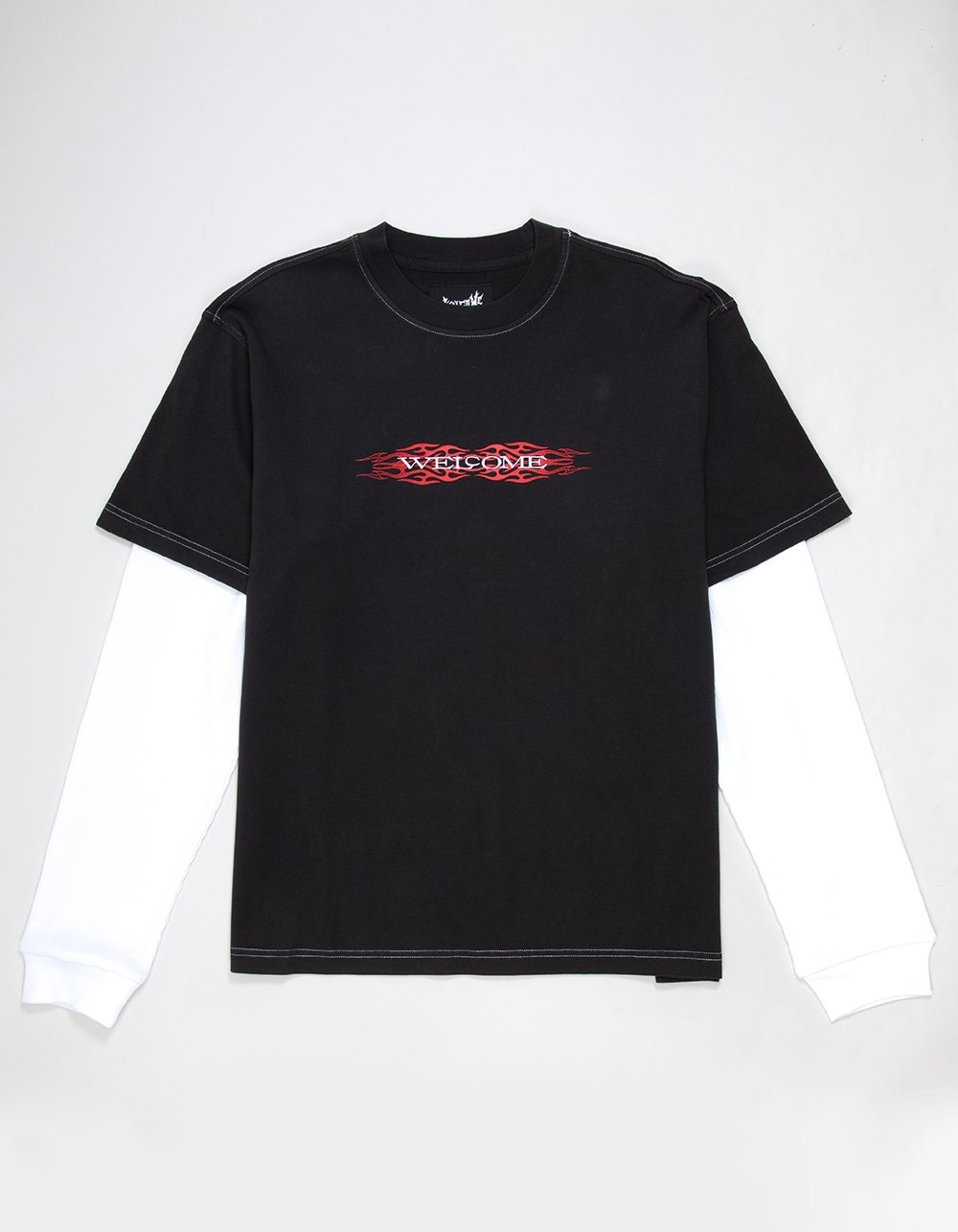 WELCOME SKATEBOARDS Brevity Mens Long Sleeve 2fer Tee - BLACK