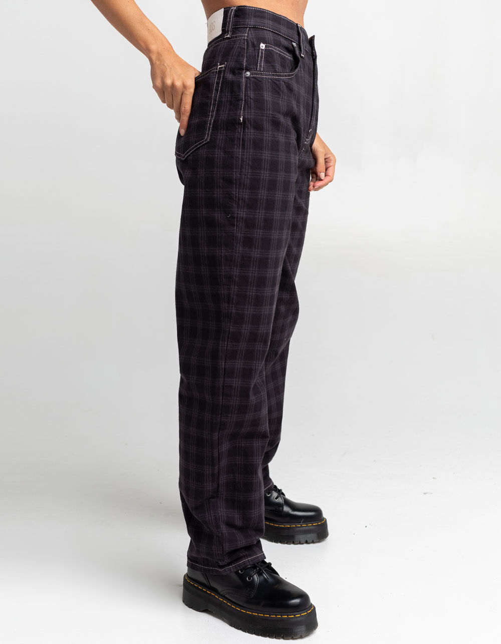 BDG Urban Outfitters Womens Checker Modern Boyfriend Pants - BLACK | Tillys