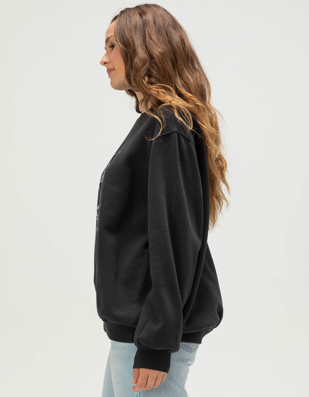 NECTAR CLOTHING Santa Barbara Womens Crewneck Sweatshirt - BLACK